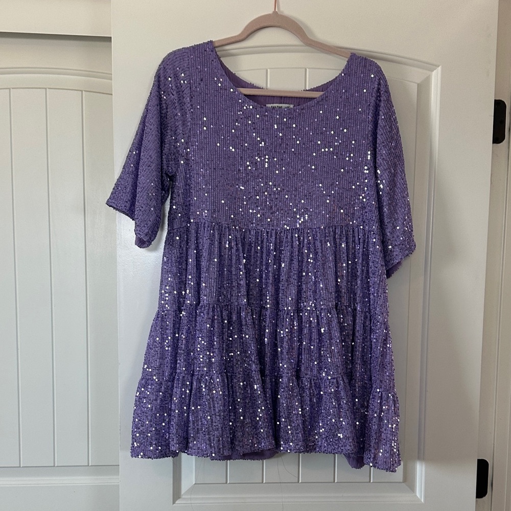 Amazing Lace Purple Sequin Dress